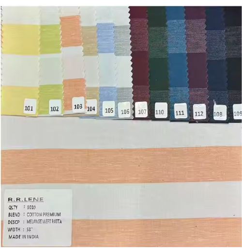 High Quality R.R. Lene Cotton Fabric Premium Combed Melange Weft Patta Woven Technique Fancy Shirting Garment Lining for Boys High Quality R.R. Lene Cotton Fabric Premium Combed Melange Weft Patta Woven Technique Fancy Shirting Garment Lining for Boys