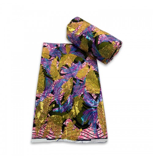 African Cotton Wax Fabric With Sequins Embroidery 6 Yards Ankara Nigerian Cotton Fabric African Cotton Wax Fabric With Sequins Embroidery 6 Yards Ankara Nigerian Cotton Fabric