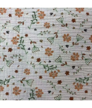 100% dress fabric cotton crinkle double gauze color ground printed fabric for garments' materials - 1113#