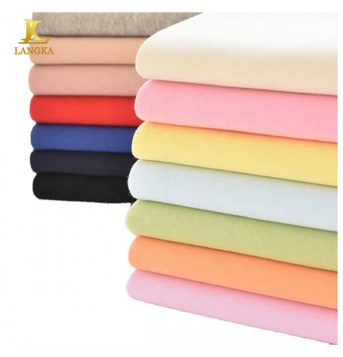 Langka brushed plain dye 380gsm 400gsm 80 cotton 20 polyester french terry knitted fleece hoodie fabric material for sweatshirt Langka brushed plain dye 380gsm 400gsm 80 cotton 20 polyester french terry knitted fleece hoodie fabric material for sweatshirt