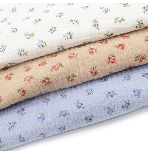 Wholesale Custom 100%cotton 125gsm Skin Friendly Double Crepe Woven Print fabric For Women Dress Baby Clothing Wholesale Custom 100%cotton 125gsm Skin Friendly Double Crepe Woven Print fabric For Women Dress Baby Clothing